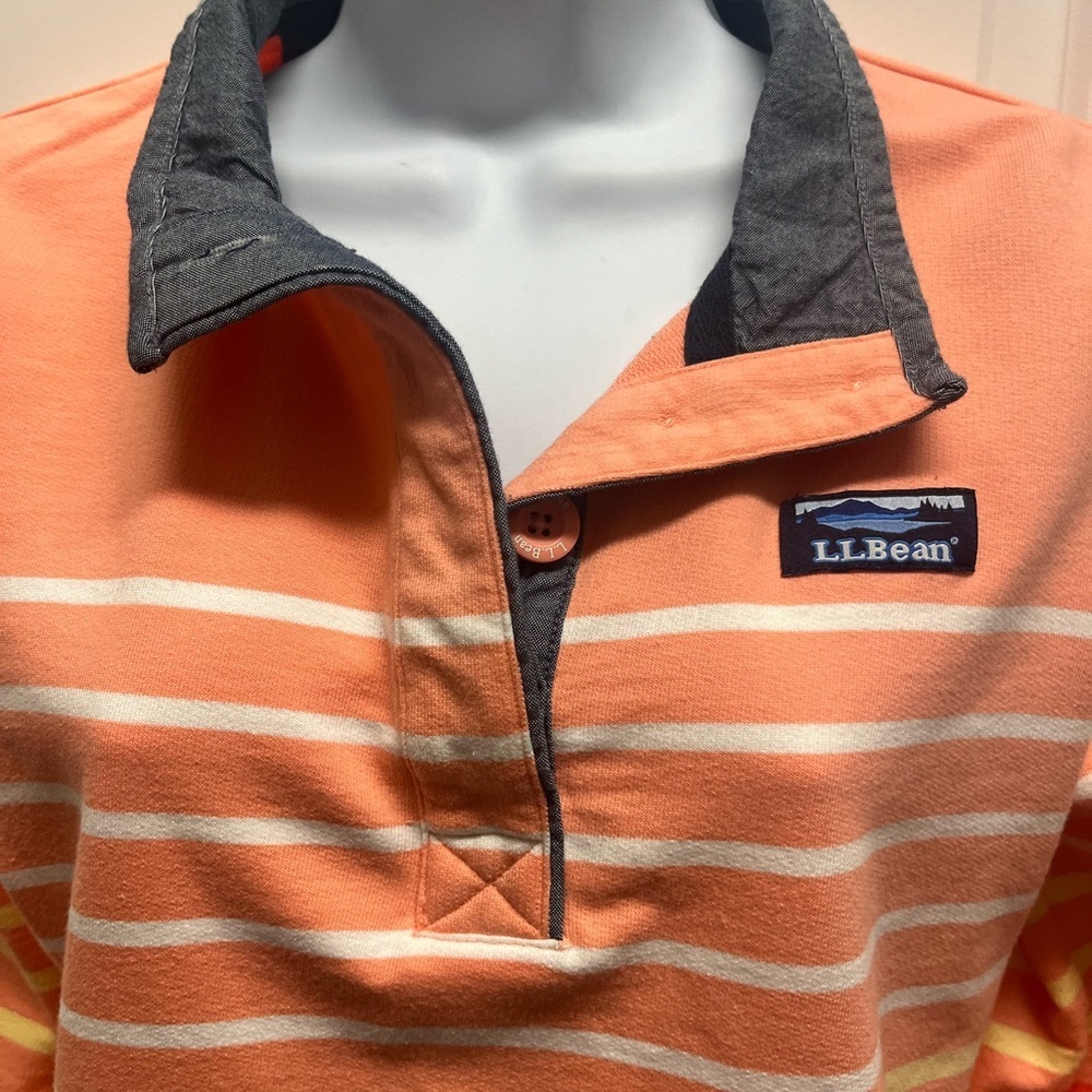 L.L Bean Cotton Rugby Striped Pullover Sweatshirt 501241 Women's Blue/Pink Small - Picture 4 of 12